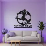 Panneau LED Personnalisé Joueur de Football | Décoration Murale en Métal Personnalisée | Cadeau Athlète pour Chambre d'Adolescent | Décor de Bar Sportif et Salle de Jeux