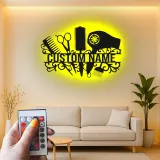 Personalized Salon Sign | Custom Hair Stylist LED Decor | Metal Wall Art for Hairdresser | Light Up Beauty Shop Nameplate