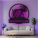 Insegna in metallo LED personalizzata con alce - Regalo per amanti della natura e decorazione per cabine