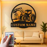 Custom Tractor Name Sign | LED Metal Wall Art | Personalized Farmer Gift | Garage & Man Cave Decor
