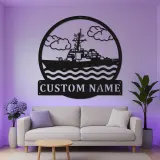 Arte in Metallo LED Personalizzata della Nave Cacciatorpediniere della Marina | Regalo Personalizzato per Marinai | Decorazioni per Veterani