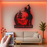 Personalized Golfer LED Sign | Custom Metal Wall Art for Her | Clubhouse & Home Bar Decor | Golf Gift