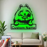 Insegna in metallo personalizzata con luce LED a forma di cane pastore Shetland regalo per amanti dei cani decorazione per soggiorno