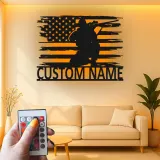 Personalized Sniper Metal Sign | LED American Flag Wall Art | Custom Military Decor for Veteran | Patriotic Man Cave Gift