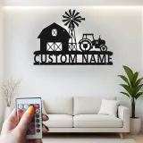 Cartel de Metal de Tractor Personalizado | Arte de Pared LED de Granja | Decoración Rústica de Establo para Hogares de Campo | Regalo para Granjeros