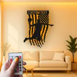 Insegna LED in metallo personalizzata per basket | Arte murale sportiva patriottica | Regalo personalizzato per atleta | Decorazione camera ragazzi