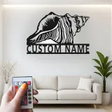 Insegna in metallo Conchiglia personalizzata con LED | Arte murale nautica personalizzata | Decorazione costiera per amanti dell'oceano