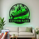 Panneau en métal sous-marin personnalisé avec rétroéclairage | Décoration murale nautique personnalisée | Décor océanique pour chambre d'enfant ou cadeau de marin