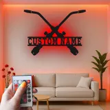 Personalisierte Motocross Metallschild | LED Dirtbike Wandkunst | Individuelle Fahrername Dekor | MX Garage Geschenk