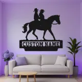 Custom Couple Horseback Riding Sign | LED Metal Wall Art for Home | Personalized Western Decor Gift for Equestrians