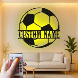 Décoration murale en métal personnalisée pour fans de football avec rétroéclairage LED