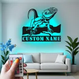 Insegna in metallo personalizzata con drago barbuto e luce LED regalo per amanti dei rettili decorazione per camera da letto o soggiorno