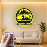 Panneau métallique personnalisé plongeon huard avec LED | Décoration murale pour maison de lac | Déco rustique pour amoureux de la nature