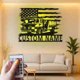 Insegna in Metallo Personalizzata per Vigile del Fuoco | Arte da Parete con LED per Camion dei Pompieri | Regalo per Vigile del Fuoco | Decorazione per Stazione dei Vigili del Fuoco