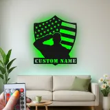 Saluting Soldier LED Metal Wall Art | Personalized Veteran Gift | Custom Military Name Sign for Man Cave