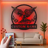 Custom Eagle Led Light Metal Wall Art Personalized Gift for Nature Lovers Living Room or Office Decor