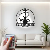 Insegna LED per Hookah Personalizzata | Insegna in Metallo per Lounge Shisha | Decorazione per Bar e Regalo Unico per Fumatore