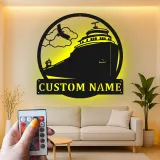 Custom Cruise Ship Metal Sign | LED Nautical Wall Art | Personalized Travel Gift | Home Bar Decor | Laser Cut Silhouette