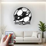Letrero metálico personalizado de portero | Arte mural LED de fútbol | Decoración con nombre a medida para habitación del jugador | Regalo para aficionados al deporte