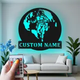 Décoration murale en métal avec rétroéclairage d'astronaute - Cadeau pour amoureux de l'espace, décoration de chambre ou de bureau