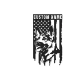German Shepherd LED Sign | Custom Name Patriotic Metal Wall Art | K9 Dog Lover Gift for Him | USA Flag Home Decor