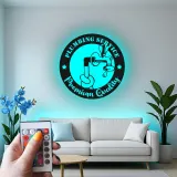 Custom Plumber Sign with LED | Metal Wall Art for Plumbing Service | Retro Garage & Man Cave Decor