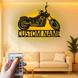 Custom Cruiser Motorcycle LED Metal Sign | Laser Cut Steel Garage Decor | Personalized Biker Gift | Lighted Wall Art