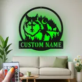 Custom Wolf Forest Scene Led Light Metal Wall Art Personalized Nature Lover Gift Rustic Cabin Decor