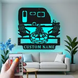 Cartel de metal LED Camper personalizado Regalo de camping para entusiastas del aire libre Decoración de patio de RV