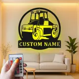 Señal LED de rodillo de carretera | Arte de vehículo de construcción personalizado | Decoración de equipo pesado personalizada para regalo de operador o man cave