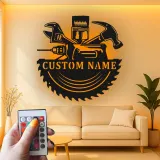 Custom Tool Set Led Light Metal Wall Art Personalized Gift for Handyman Garage or Workshop Decor 2