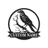 Décoration murale en métal LED Raven | Enseigne gothique personnalisée | Décor de corbeau personnalisé pour bureau et maison