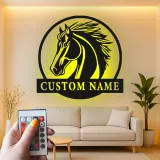Custom Horse LED Sign | Personalized Metal Wall Art | Equestrian Decor for Stable & Farmhouse | Horse Lover Gift