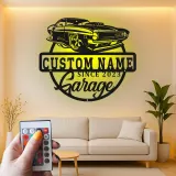 Custom Muscle Car Led Light Metal Wall Art Personalized Garage Gift for Car Enthusiasts Man Cave Decor 4