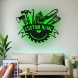 Cartel de metal personalizado con luz LED de juego de herramientas regalo para el manitas decoración de garaje taller 6
