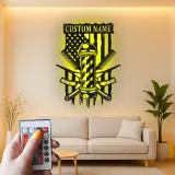 Cartel de metal LED personalizado de barbero con luz, regalo para barberías, decoración de salón para peluqueros