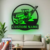 Décoration murale en métal LED personnalisée pour excavateur - Cadeau pour passionnés de construction, décoration de garage ou de bureau