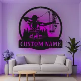 Insegna in metallo personalizzata con LED per cacciatori di archi, regalo personalizzato per arcieri, decorazione per cabin rustica