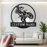 Custom Motocross Rider Led Light Metal Wall Art Personalized Gift for Dirt Bike Enthusiasts Garage or Man Cave Decor 7