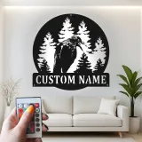 Décoration murale en métal personnalisée avec forêt de corbeaux et rétroéclairage LED, cadeau pour les amoureux de la nature, décoration rustique pour cabane