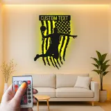 Insegna LED in metallo personalizzata per basket | Arte murale sportiva patriottica | Regalo personalizzato per atleta | Decorazione camera ragazzi