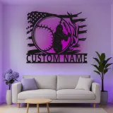 Insegna in metallo personalizzata per giocatore di softball con luce LED regalo per atleti decorazione per stanza sportiva 2