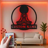 Custom Meditating Woman Led Light Metal Wall Art Yoga Lover Gift Zen Room or Meditation Space Decor