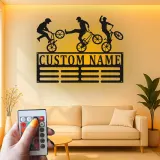 Personalisiertes BMX Radfahrer LED-beleuchtetes Metallschild Geschenk für BMX-Enthusiasten Spielzimmer oder Schlafzimmer Dekor