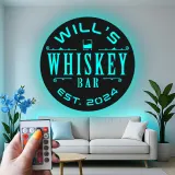 Cartel de metal personalizado con luz LED para bar de whisky, regalo personalizado para amantes del whisky, decoración de bar en casa