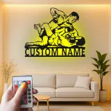 Insegna in metallo MMA personalizzata | Insegna LED per palestra o man cave | Regalo per combattenti di arti marziali