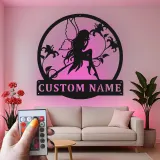 Personalisierte Feen-Silhouette-LED-Metall-Wandkunst – zauberhaftes Geschenk für Sie, für Schlafzimmer oder Gartendeko