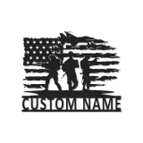 Custom Soldier Flag Metal Sign | Patriotic LED Wall Art | Personalized Military Decor for Veteran Man Cave