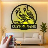 Décoration murale en métal personnalisée avec lumière LED en forme de cardinal
