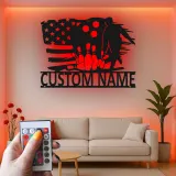 Insegna in metallo personalizzata con luce LED per giocatori di bowling - Regalo personalizzato per appassionati di bowling e decorazione per sale giochi e sport 1